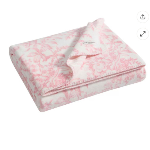 Laura Ashley Reversible Coco Flannel Throw Blanket
