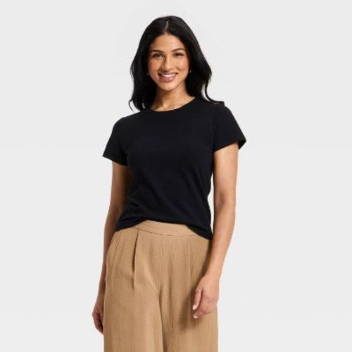 Women's Short Sleeve Sculpt T-Shirt - A New Day™ Black L