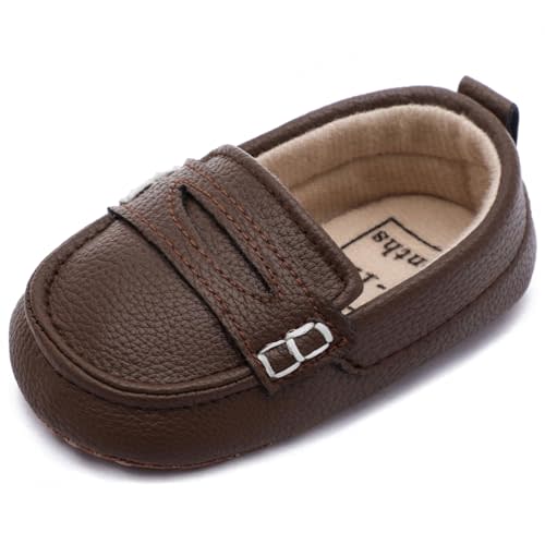 Moceen Infant Baby Boys Loafers Soft Sole PU Leather Toddler Moccasins Girls First Walking Crib Dress Shoes