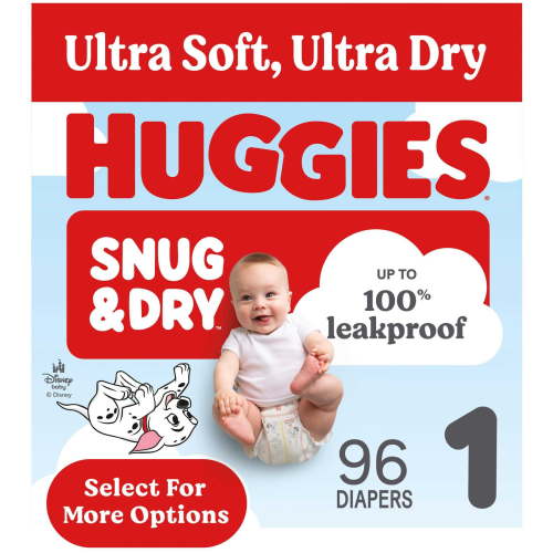 Huggies Snug & Dry Baby Diapers, Size 1 (8-14 lbs), 96 Count (Select for More)