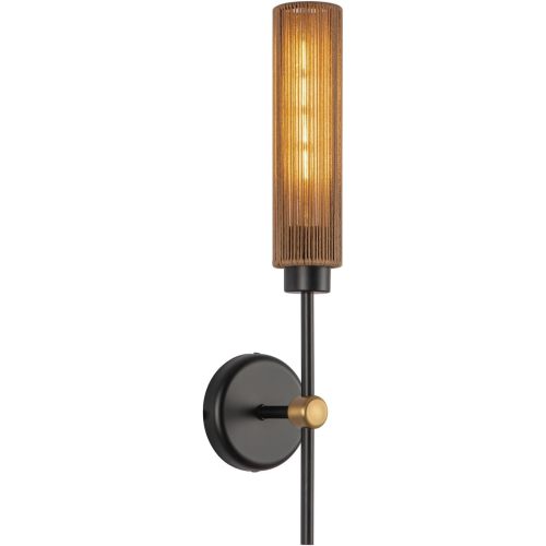 Colby 20-inch Matte Black/Tan Jute 1-Light Wall/Vanity Light | Modern Chandelier Light Fixture | SKU WV491120MBTJ