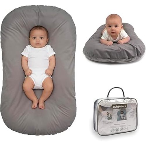 Baby Lounger - Snuggle Cozy Me Infant Lounger for Newborn 0-12 Months, Flannel Cover，Portable Breathable & Soft Baby Nest Lounger for Home and Travel - Grey