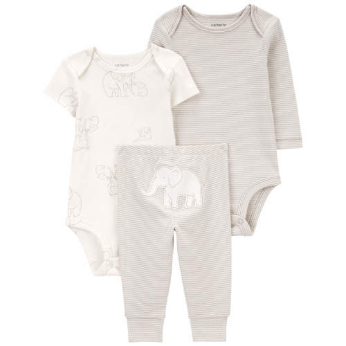 Baby 3-Piece Elephant Little Character Set - Style,Grey/Ivory