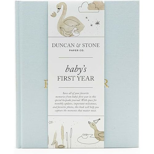 Baby First Year Book - Heirloom Keepsake Baby Memory Book to Record Important Milestones, Photos & More - Pregnancy Books (Sky Blue,112 Pages)