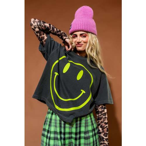 The World Needs Your Magic Crop Tee in Vintage Charcoal + Neon *RESTOC – Dressed in Lala