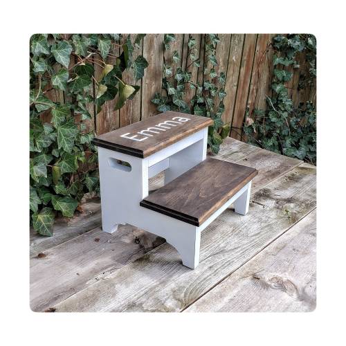 Custom Step Stool,  Kids Step Stool, Engraved Step Stool, Small Wood Step, Rustic Step Stool, Personalized Step, Kids Wood Step
