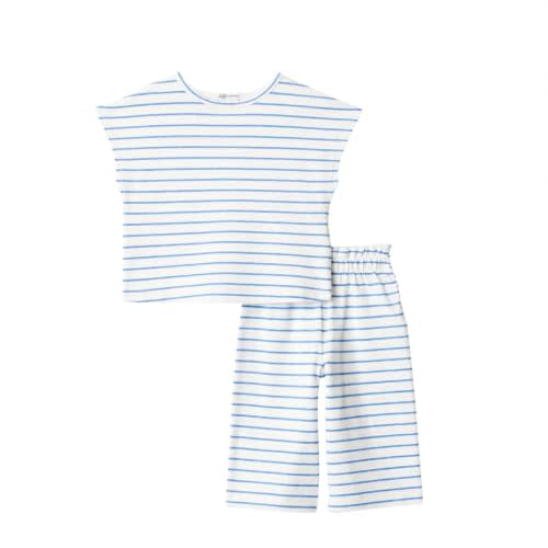 Amazon Essentials x Sofia Grainge Toddlers and Baby Girls' Cotton Pique Short Sleeve T-Shirt & Pants Play Set
