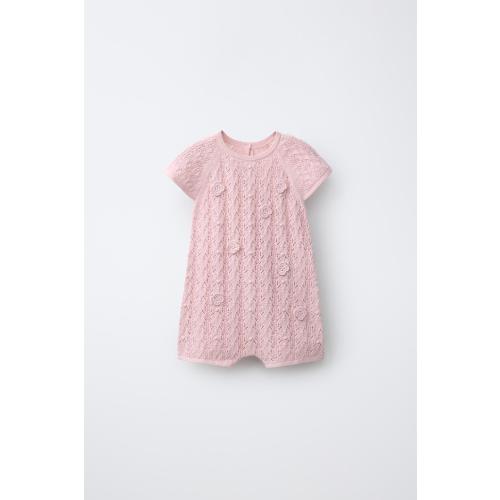 OPENWORK KNIT SHORT JUMPSUIT - Light pink | ZARA United States