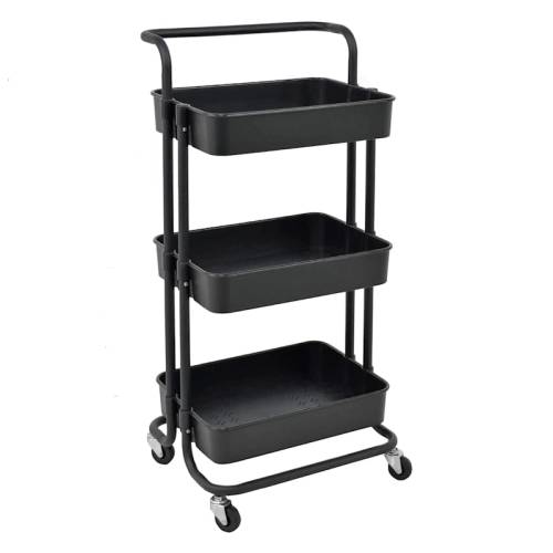 Black Rolling Storage Cart with Handle, 34.2"