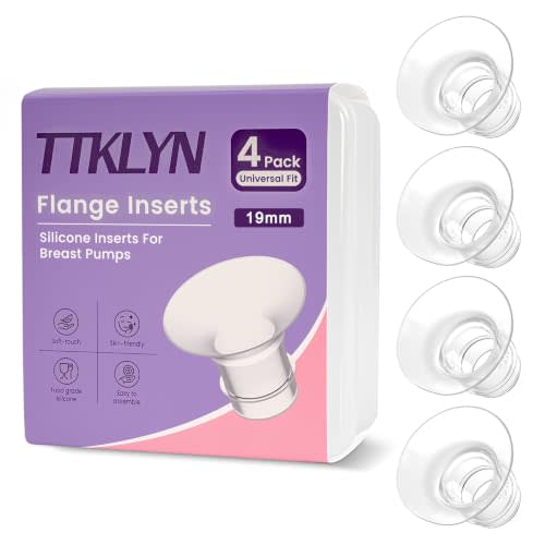 4 Pcs 19mm Flange Inserts, Soft Flange Reducer for 24mm Breast Shield | Compatible with Momcozy M5/M9/M6/V2 Pro/S12 Pro/eufy E10/S1/S1 Pro/Spectra/Elvie/Lansinoh/Paruu Breast Pumps