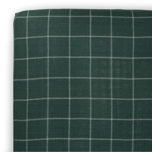 Little Unicorn Fitted Crib Sheet | 100% Cotton Muslin | Super Soft | Sized for Standard Baby Crib & Toddler Mattress | Machine Washable | 52 x 28 x 6 (Evergreen Plaid)