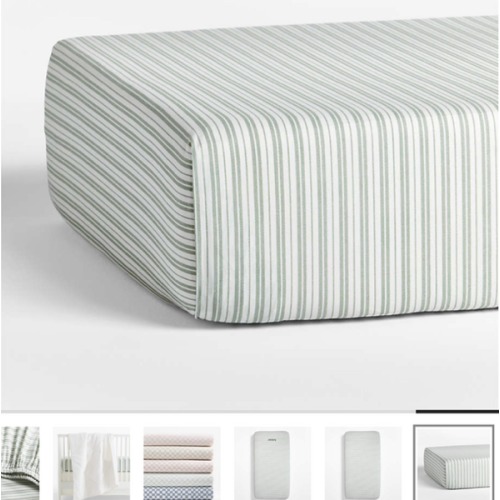 Frenchie Verte Green 100% Organic Cotton Crib Fitted Sheet by Leanne Ford