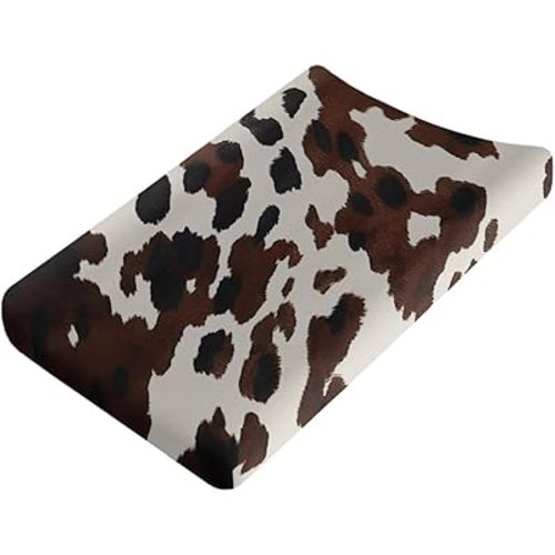 Wanyint Brown Cows Print Fashion Changing Pad Covers for Baby Boys and Girls,Ultra Soft Breathable Diaper Changing Table Covers-32''x16"-Newborn Essentials