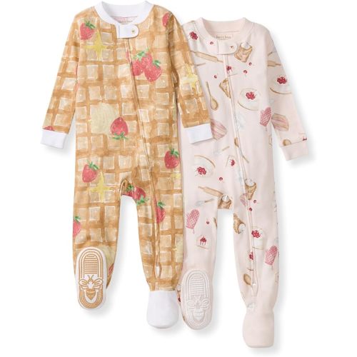 Burt's Bees Baby Baby Girls Sleeper Pajamas, 100% Organic Cotton, One-piece PJs, Diagonal Zip Up Jumpsuit, Snug Fit Footie
