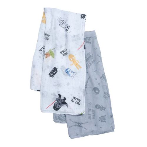 Lambs & Ivy Star Wars 2-Pack Cotton Muslin Newborn Baby Swaddle Blankets