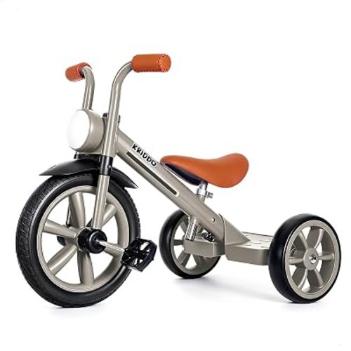 KRIDDO Tricycle for Toddlers 2-5 Years: Rubber Front Wheel, Front Light