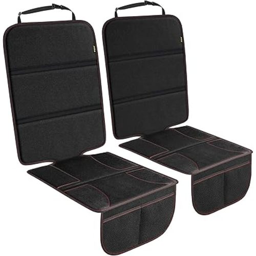 PIDO Car Seat Protector for Child Car Seat, 2 Pack Carseat Protectors with Thick Padding and Non-Slip Backing, Protective Cover Mat for Vehicle Leather Upholstery (Black/Red)