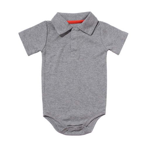 Loopsun Romper, Children's Summer Solid Short Sleeve Jumpsuit Clothes Newborn Clothes Gray 18-24 Months
