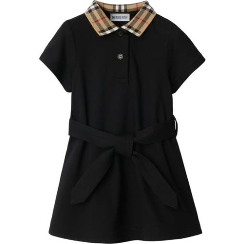 Check Collar Cotton Polo Shirt Dress, 2T