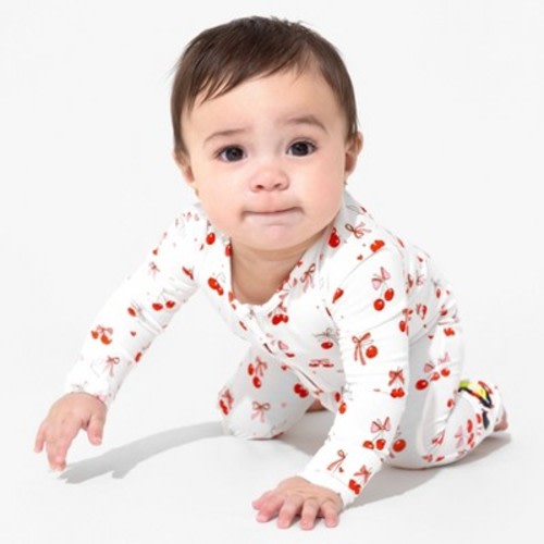 Bellabu Bear Baby Cherry On Top Bamboo Convertible Footie Pink 3-6 Months