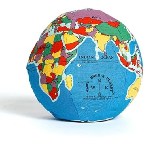 Rattle Baby Earth HUGG-A-PLANET | Soft Plush Rattle Globe for Learning | for Babies, Kids, Toddlers | Soft Educational Earth Toy | with Rattling Noise Maker