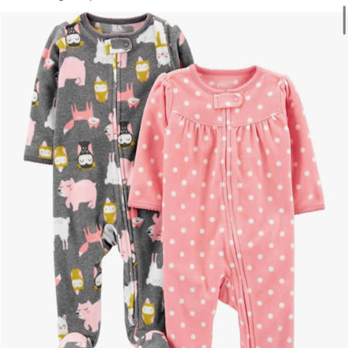 Simple Joys by Carter's Baby Girls' Fleece Footed Sleep and Play, Pack of 2