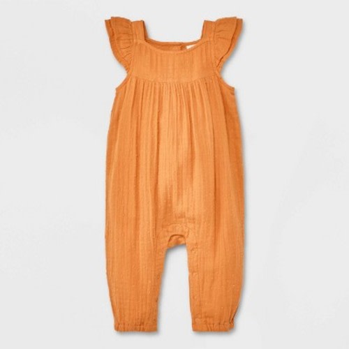 Baby Girls' Ruffle Long Sleeve Romper - Cat & Jack™ Brown