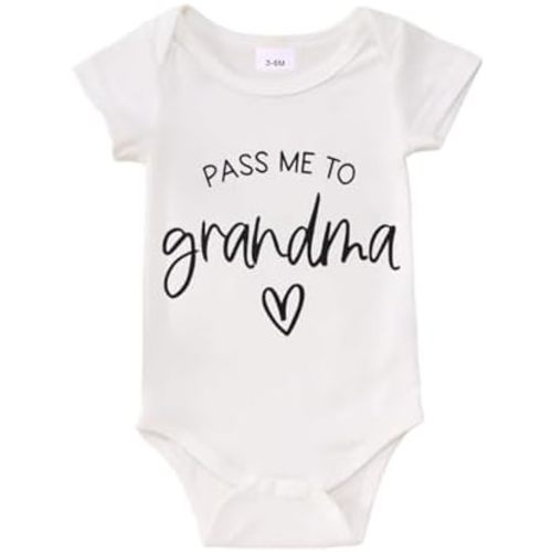 GLIGLITTR Please Pass Me to Grandma Bodysuit Infant Baby Girls Boys Unisex Onesie Funny Newborn Romper Clothes 0-18 Months