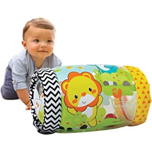 Infantino Jungle Peek & Roll - Encourages Crawling, Inflatable Activity Toy with Bouncing Balls Inside, Fun & Friendly Animal Characters, Helps Gross Motor Skill Development, for Babies 6M+