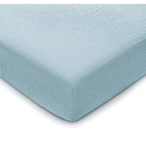 Muslin Fitted Crib Sheet, Extra Soft 100% Muslin Cotton Crib Sheets for Standard Crib and Toddler Mattresses by Comfy Cubs - Sky Blue