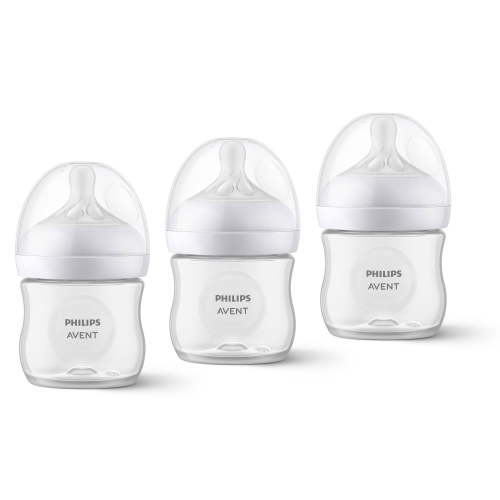3 Pack - Philips Avent Baby Bottles with Natural Response Nipples - Clear - 4 oz