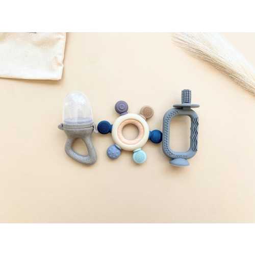 Baby Teething Set (3 pc) Teethers for babies 4+ months, Montessori Teething Toys, Baby Shower Gift, Baby Easter Basket Stuffer