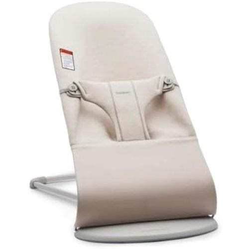 BabyBjörn Bouncer Bliss, Light Beige, 3D Jersey | 2-in-1 Adjustable Baby Bouncer Seat and Toddler Chair, Newborn to Toddler (8-29 lbs), 4 Positions, Lightweight & Portable