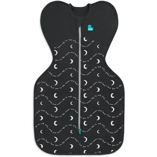Love to Dream Swaddle UP, Baby Sleep Sack, Self-Soothing, Longer Sleep, Snug Fit Helps Calm Startle Reflex, New Born Essentials for Baby, Suitable for All Seasons, 5-8.5 lbs, Charcoal Moon Back
