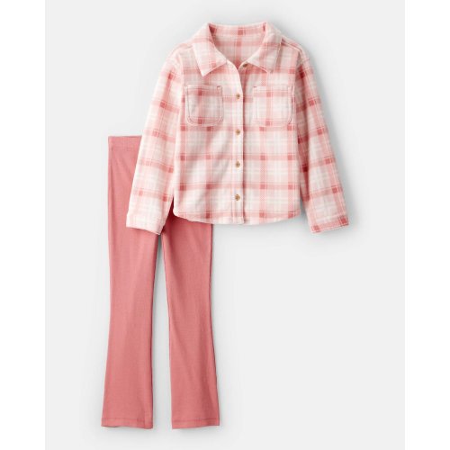 Girls 2-Piece Plaid Long-Sleeve Shirt & Pant Set - Pink - Carter's | Carter's