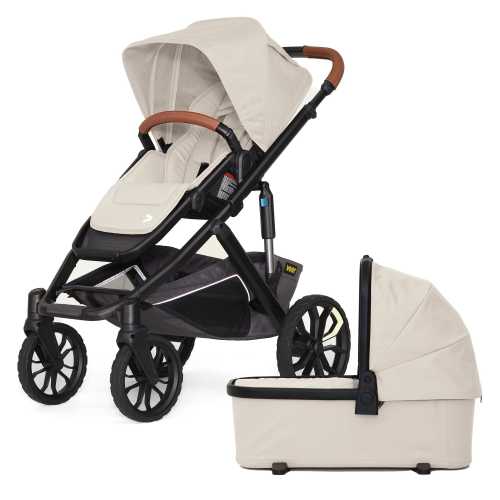 Veer Switch&Roll Luxe Single-to-Double Stroller with Leather Kit + Bassinet Bundle - Natural