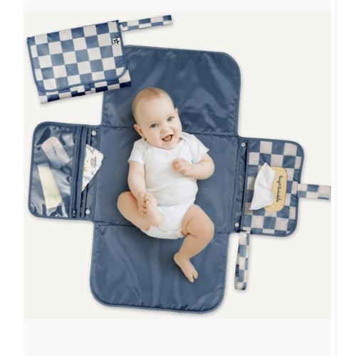 Portable/Foldable Waterproof Diaper Changing Pad with Smart Wipes Pocket