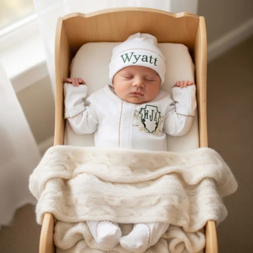 Duck Baby Outfit Coming Home Newborn Set Personalized Gift Embroidered Nursery Bundle Blanket Bib Custom Design Monogram Option Footie Hat