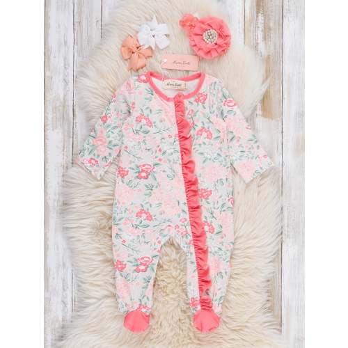 Rosebud Ruffle Footed Sleeper Pajamas