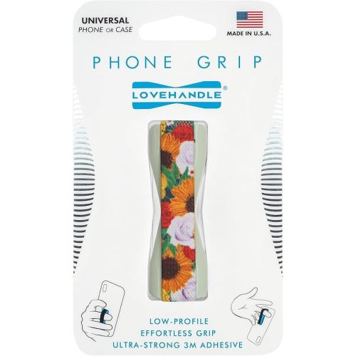 LOVEHANDLE Universal Phone Grip for Smartphones & Mini Tablets - Phone Holder for Hand - Wireless Charging Compatible - Made in The USA - Honeyed Blooms