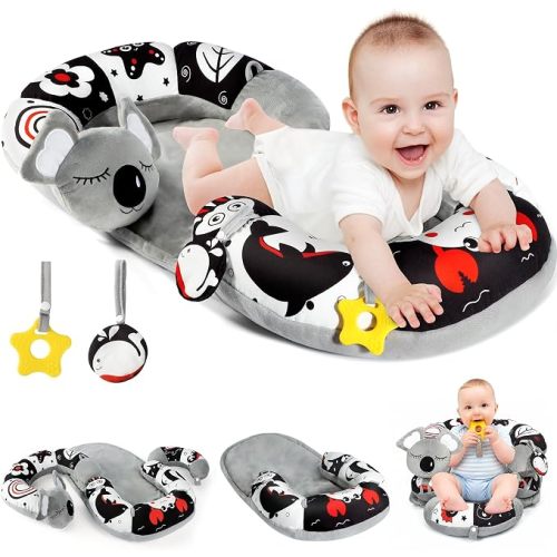 URMYWO Tummy Time Activity Mat - Cozy Tummy Time Mat for Newborn 0-12 Months, Breathable Soft Infant Baby Sit Me Up Floor Seat Early Sensory Development Play Toys Baby Registry Research Shower Gifts
