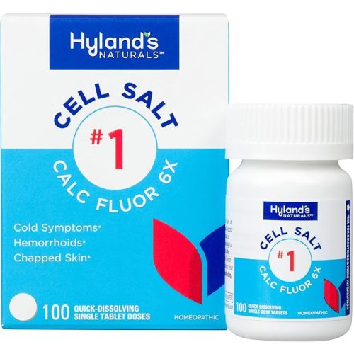 Hyland's Cell Salt No. 1 Calc Fluor 6X Tablets, Natural Relief of Colds, Hemorrhoids and Chapped Skin, Quick Dissolving Tablets, 100 Count