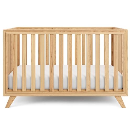 Comfy Cubs Baby Crib for 0 to 3 Years - Adjustable Mattress Height, Natural Wooden Crib for Baby, Elegant Nursery Furniture, Designed in The US - 80 lbs Capacity Nursery Bed - Natural Wood