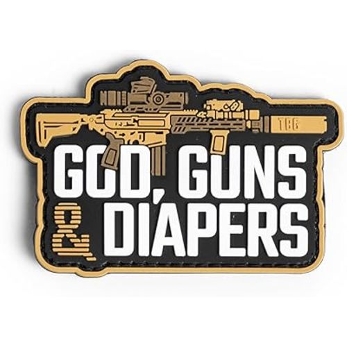 Tactical Baby Gear PVC Morale Patch – Hook-and-Loop Backing for Backpacks, Diaper Bags, EDC & Tactical Gear (God, Guns, and Diapers XM7 Coyote Patch)