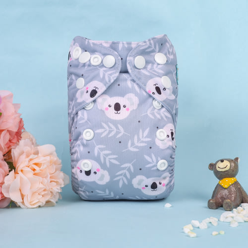 Newborn all In One Diaper with Pocket Sewn-in one Newborn 4-layer Bamboo blend insert-Koala(SAO-YX35A)