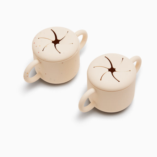 AEIOU Silicone Snack Cup (2 Pack) - Oat/Oat Speckle | Babylist Shop