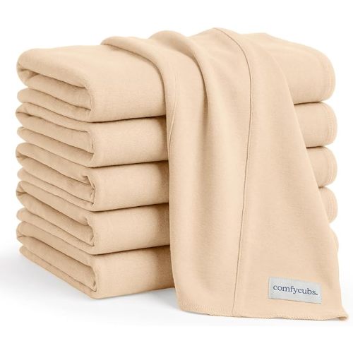 Comfy Cubs Baby Burp Cloths Set (Pack of 6) - Large, 6-Layer, Ultra Absorbent 100% Cotton for Infant Spit-Up, Drool, and Messes - Soft, Gentle, Thoughtful New Born Baby Gifts, Cream