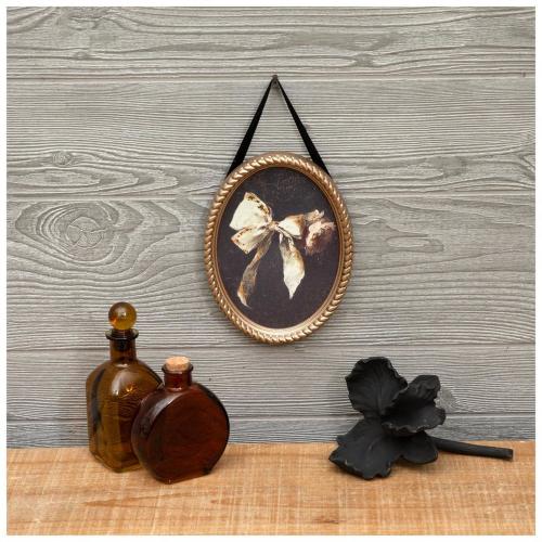Bow & Rose Oval Wood Wall Decor