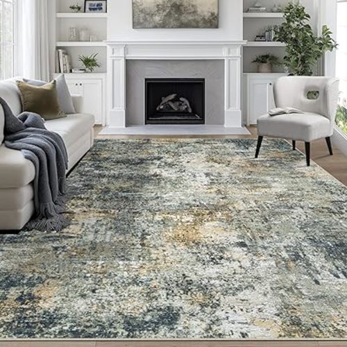 9x12 Area Rugs for Living Room Rug Washable: Abstract Large Rug for Dining Room Bedroom Carpet Non Slip 9 by 12 Indoor Modern Nursery Home Office Multi
