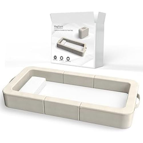 Folding Toddler Floor Bed, Portable Kid Travel Bed, New Patented Design, Soft, Safe and Washable, Good Ideal for Toddlers and Kids, Khaki
